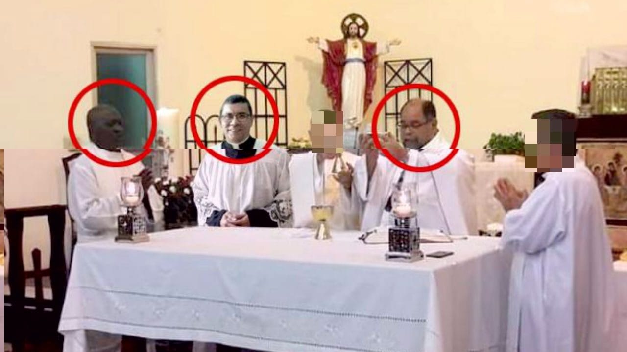 Tre dei sacerdoti (nel cerchio rosso) coinvolti nello scandalo sessuale a Panama