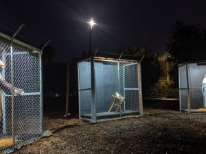 Gesù bambino, Giuseppe e Maria divisi e dentro una gabbia metallica (Chiesa metodista di Claremont)