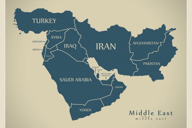 La posizione dell’Iran e dell’Iraq nella mappa del Medio Oriente