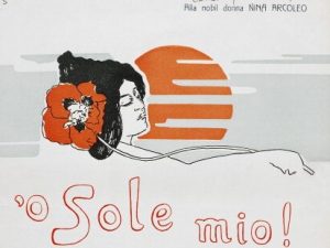 La copertina dell'edizione inglese di 'O Sole mio, Biblioteca Nazionale 'Vittorio Emanuele II', Napoli.