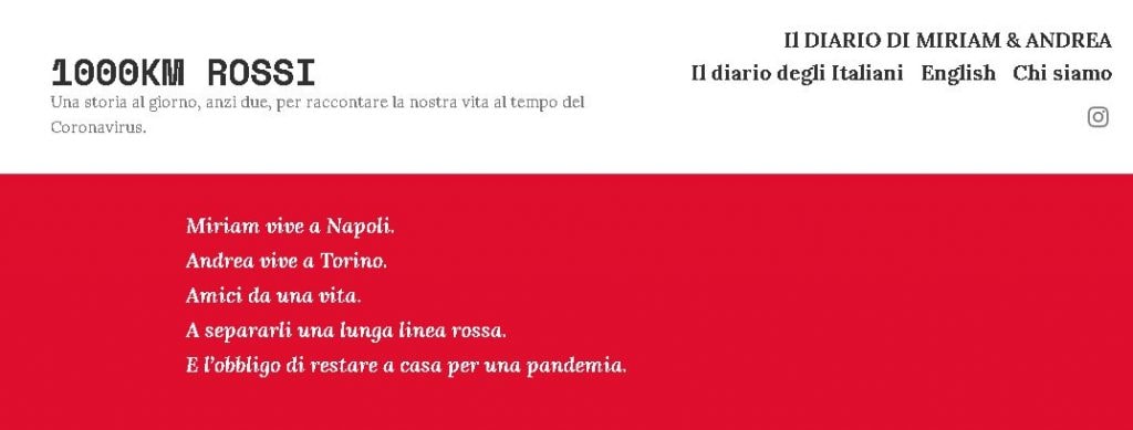 1000KM ROSSI: il blog di Miriam e Andrea racconta la vita ai tempi del Coronavirus.