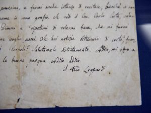Una lettera manoscritta di Giacomo Leopardi