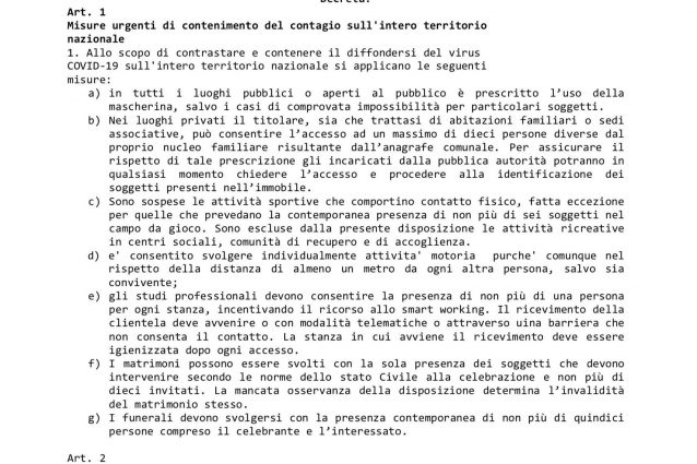 Il falso testo del dpcm bufala