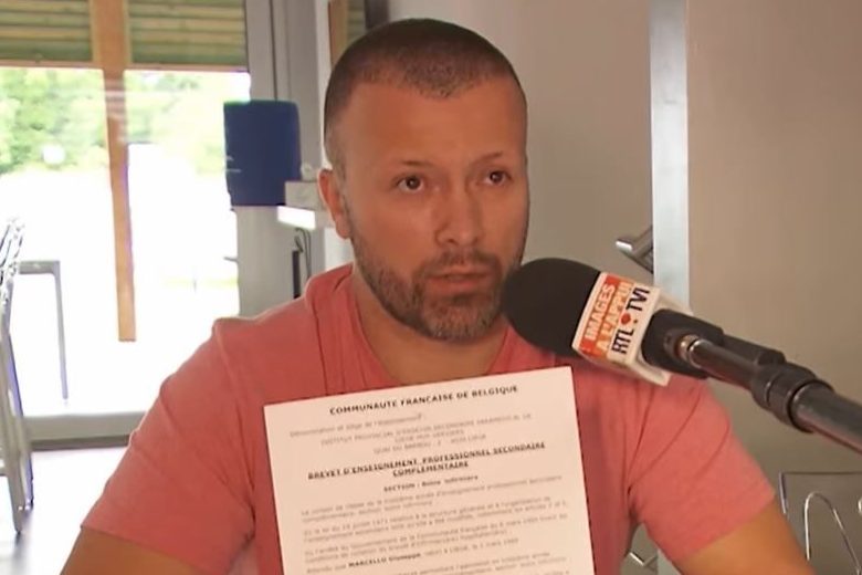 l’infermiere Marcello Giuseppe durante un’intervista con una tv belga