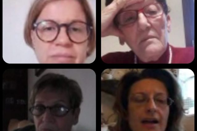 alcune delle donne del gruppo "Unite dall’amore" insieme in videochiamata
