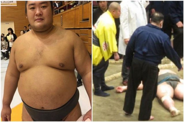 Mitsuki Amano privo di sensi dopo l’incontro (foto Twitter)