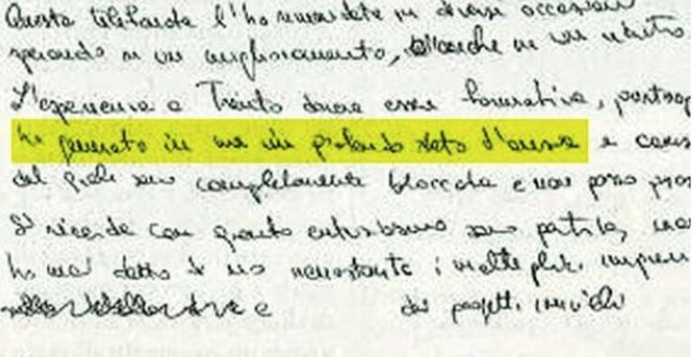Parte degli appunti di Sara Pedri pubblicati da Giallo.