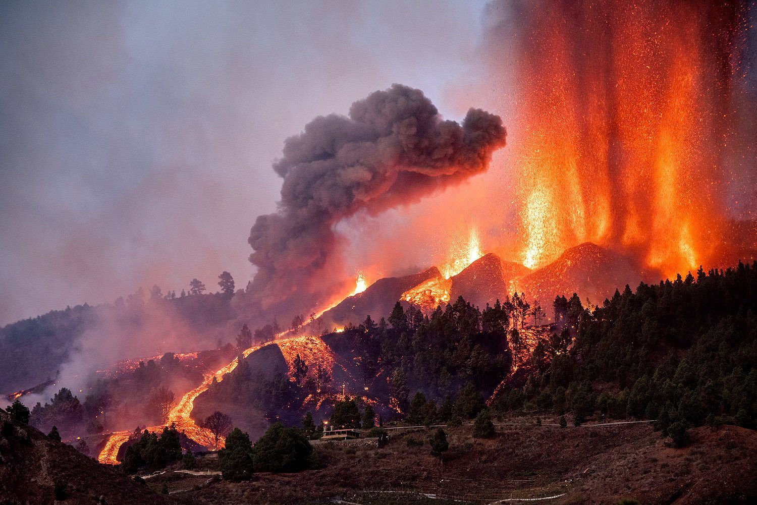 L’eruzione del vulcano Cubre Vieja (foto Twitter)
