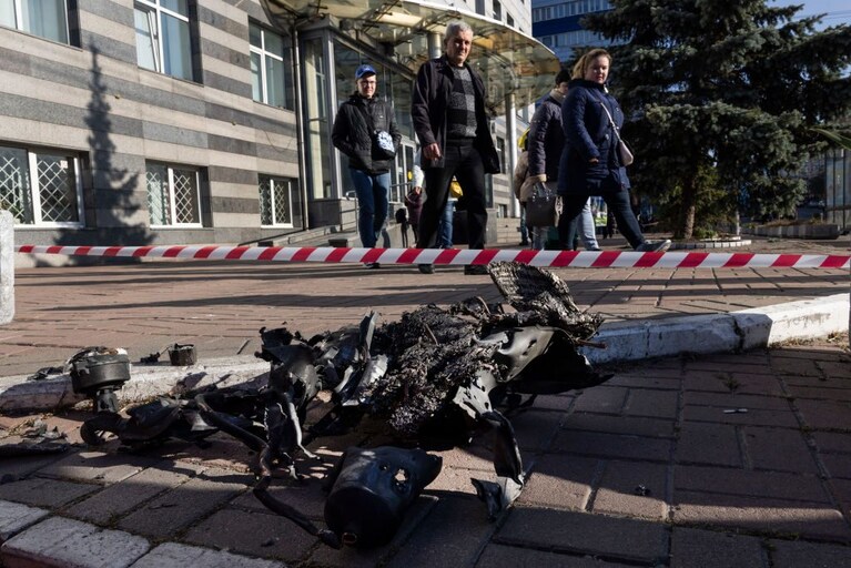 Drone attacca Kiev il 17 ottobre (Getty).