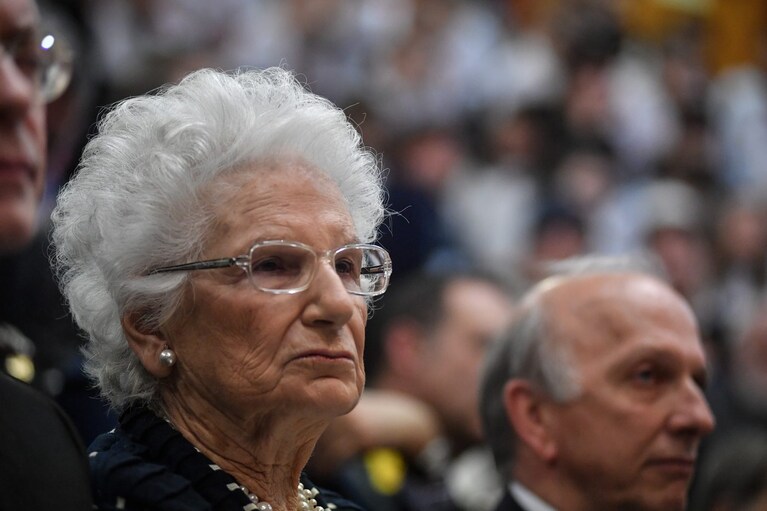 Foto Francesco Bozzo- LaPresse 28-01-2019 Milano ( Italia ) Cronaca Cerimonia di consegna delle Medaglie d’onore della Presidenza della Repubblica ai cittadini deportati ed internati nei lager nazisti presso l'istituto Gentileschi Nella foto: Liliana Segre