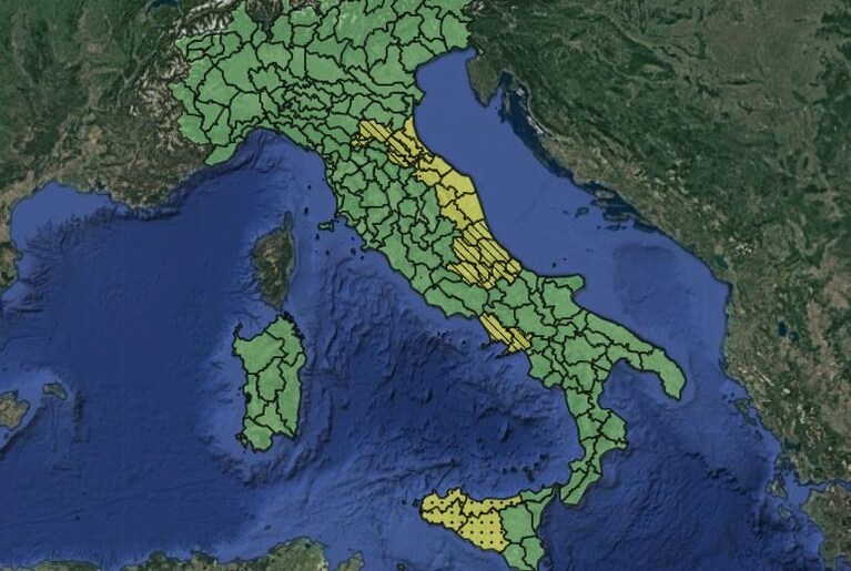 Le allerte meteo in Italia del 24 gennaio 2023.