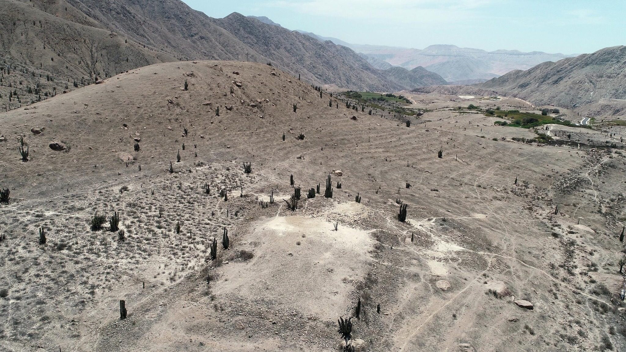 Drone photograph of the Wari Empire temple complex and monumental platform. COURTESY DAVID REID/UNIVERSITY OF ILLINOIS CHICAGO