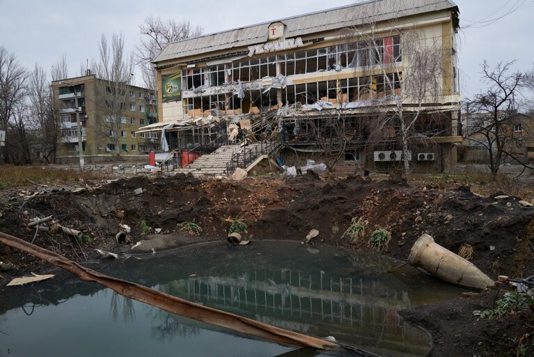 Distruzione a Bakhmut (Getty).