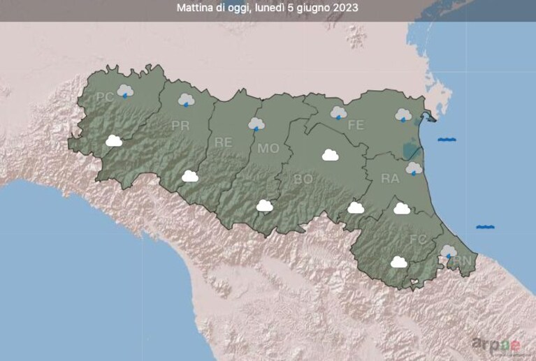 Screen dal sito di Arpae.