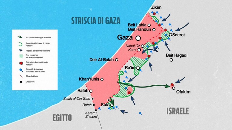 L'incursione dei miliziani di Hamas in Israele dalla Striscia di Gaza