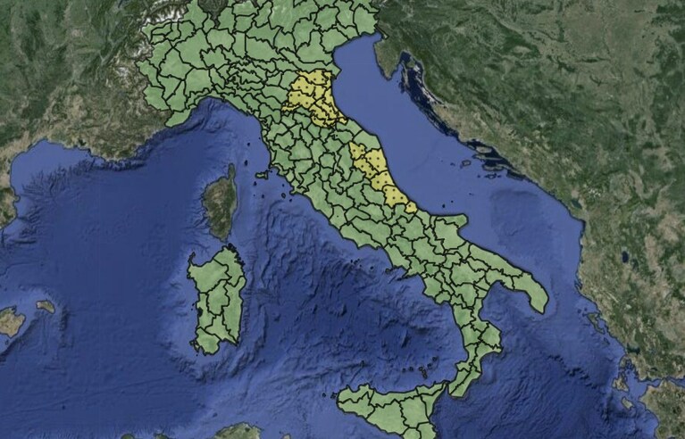 Le allerte meteo del 18 aprile 2024.