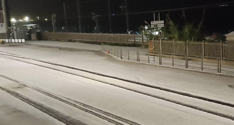 Grandine ad Ancona (Facebook).