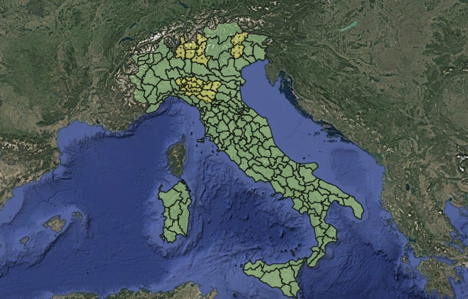 L’allerta disposta dal Dipartimento della Protezione Civile.