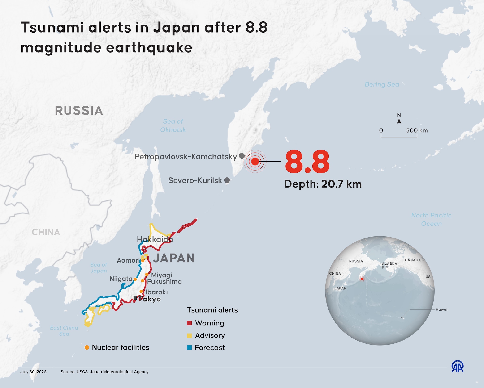 Terremoto magnitudo 8.8 nella Kamchatka, allerta tsunami in Russia, Giappone e California