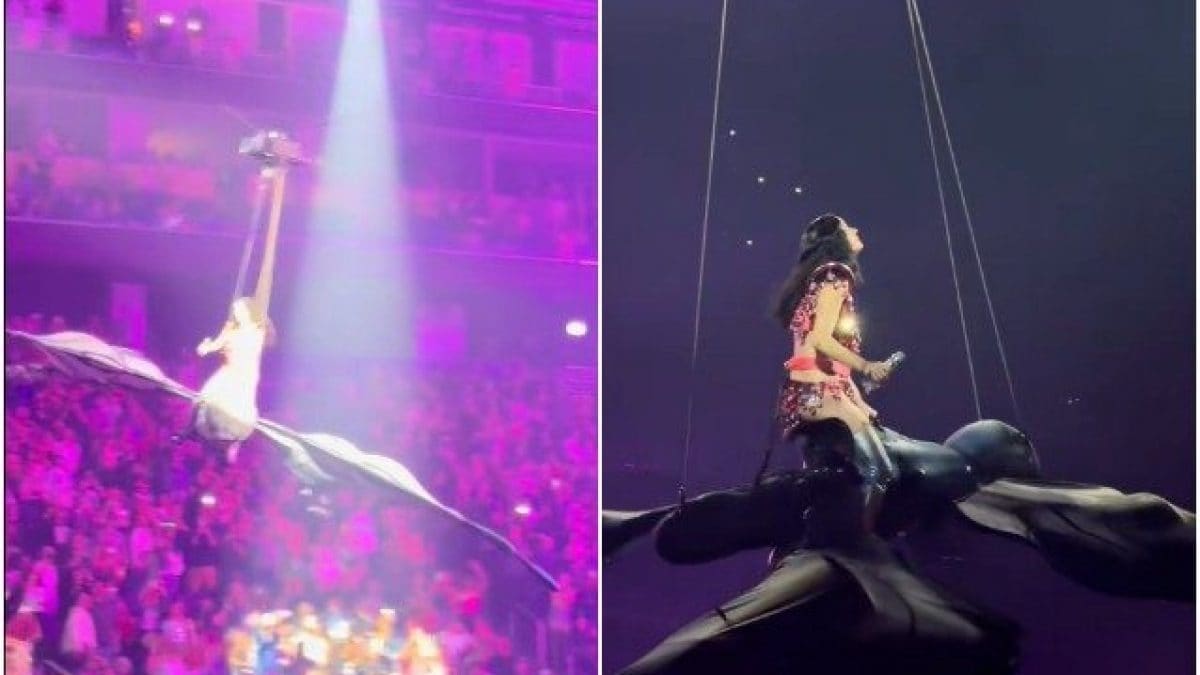Katy Perry rischia di cadere dalla farfalla di scena