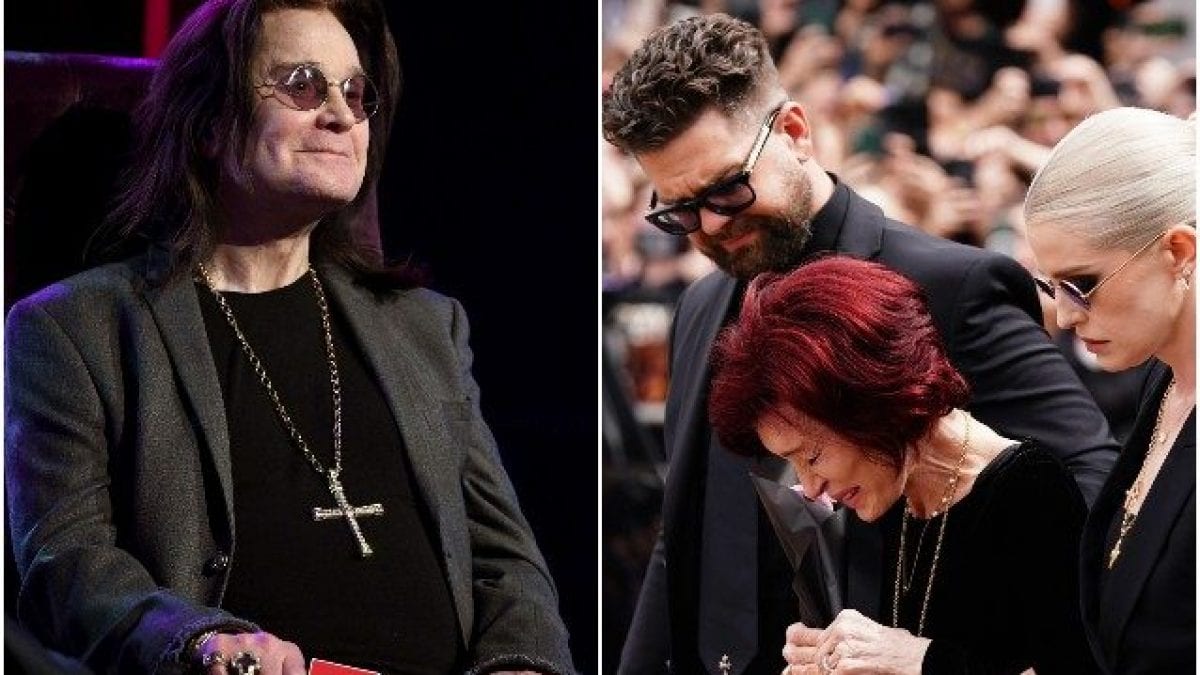 Ozzy Osbourne e a destra la moglie Sharon e i figli Jack e Kelly