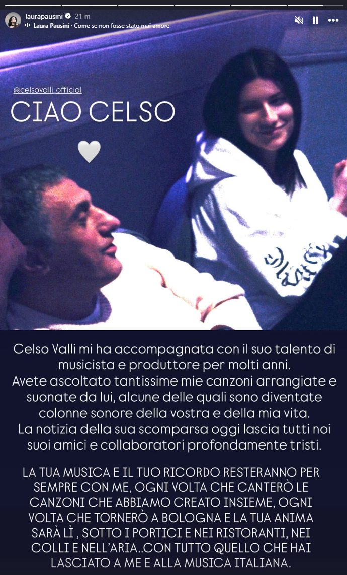 Laura Pausini su Celso Valli, via IG