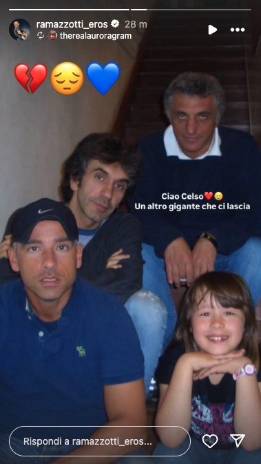 Eros Ramazzotti saluta Celso Valli su Instagram