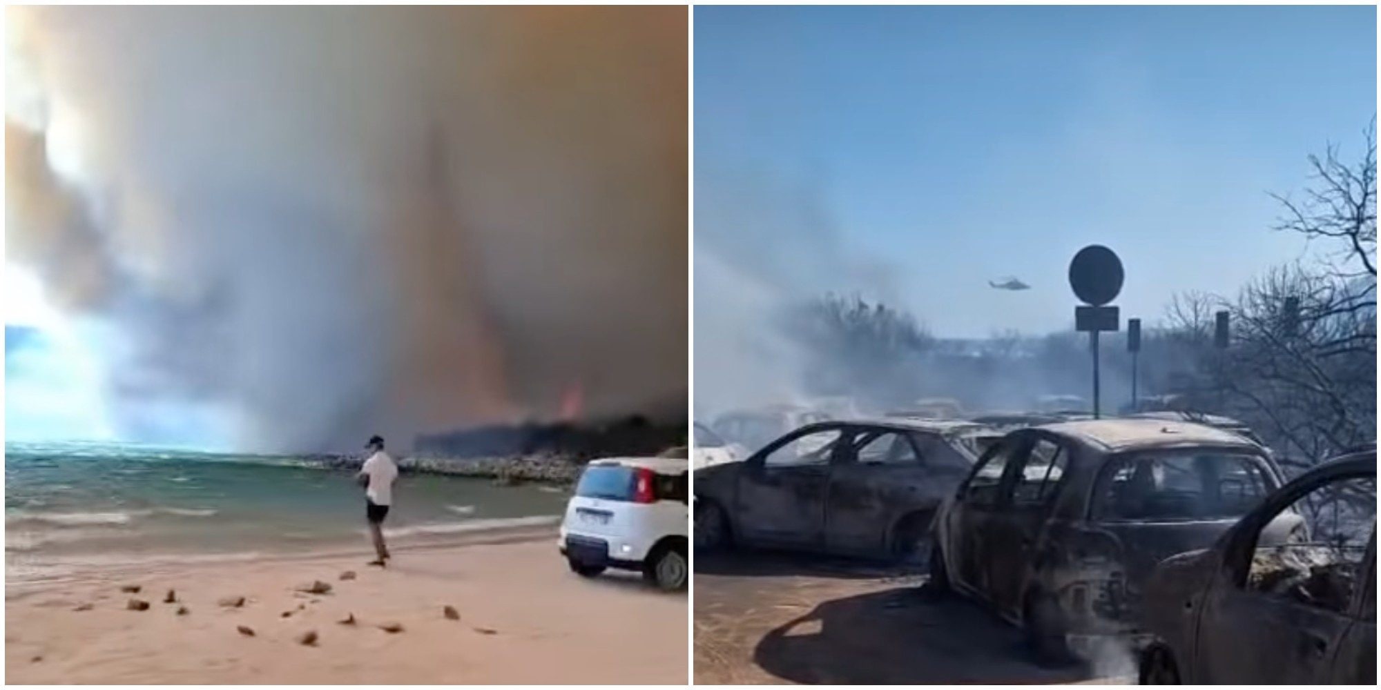 Rogo vicino alle spiagge di Villasimius, in Sardegna: le fiamme bloccano le vie di fuga ai bagnanti