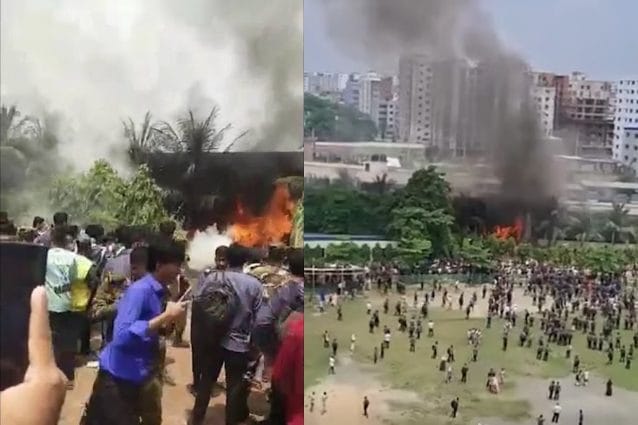 Aereo militare si schianta su una scuola e diventa una palla di fuoco: almeno 19 morti, disastro in Bangladesh