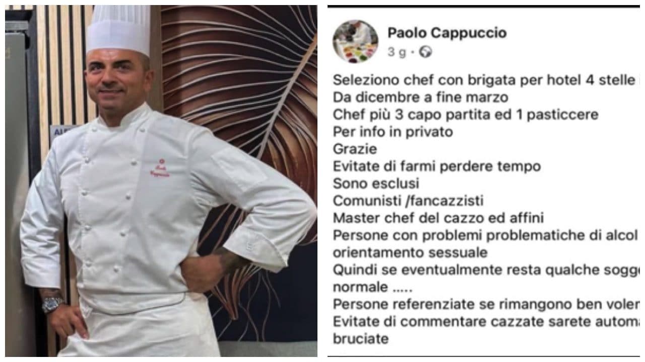 "Non voglio comunisti e gay in cucina", lo chef Paolo Cappuccio condannato per discriminazione