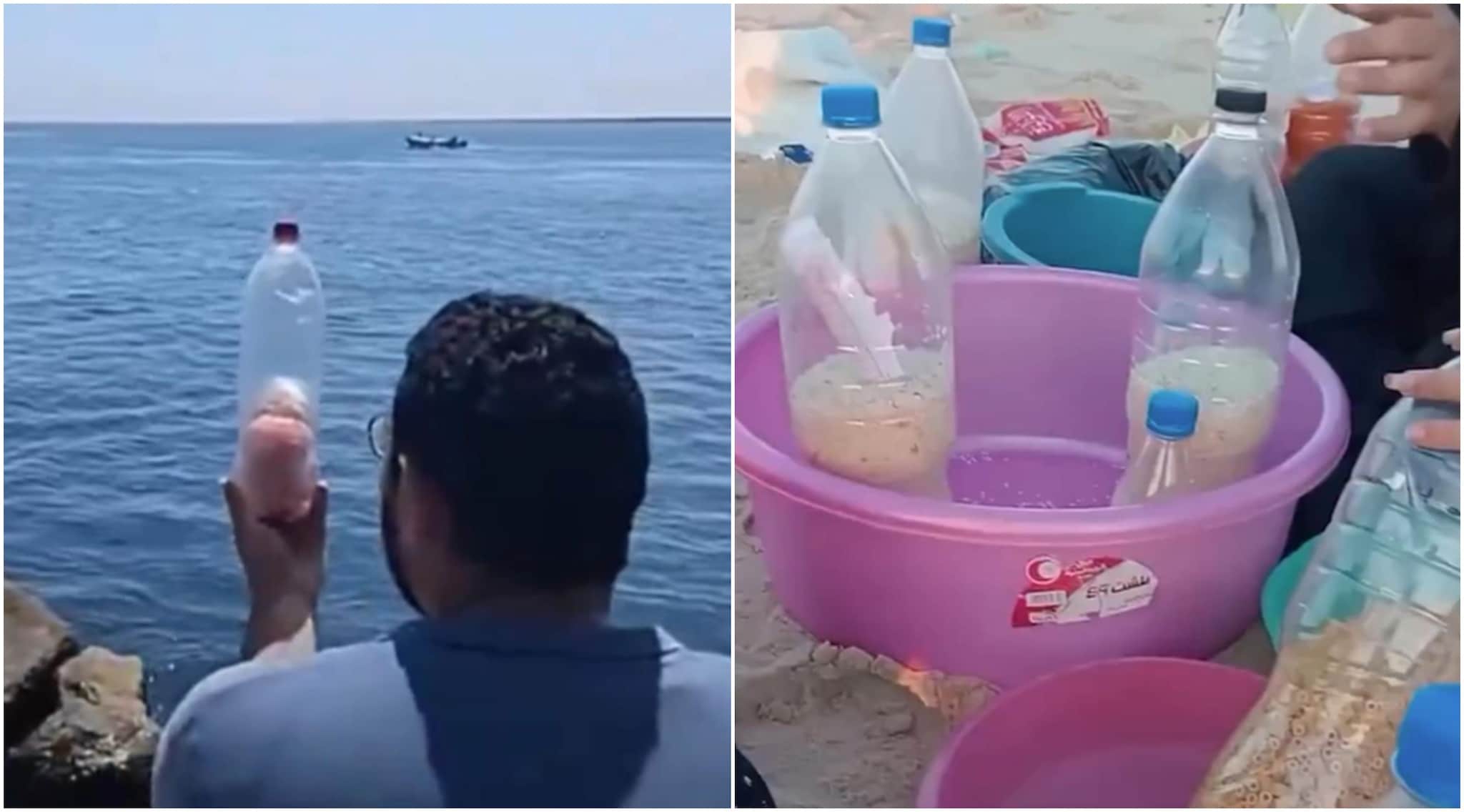 Egitto, riso e farina in bottiglie lanciate in mare: "Proviamo a inviare cibo ai nostri fratelli a Gaza"
