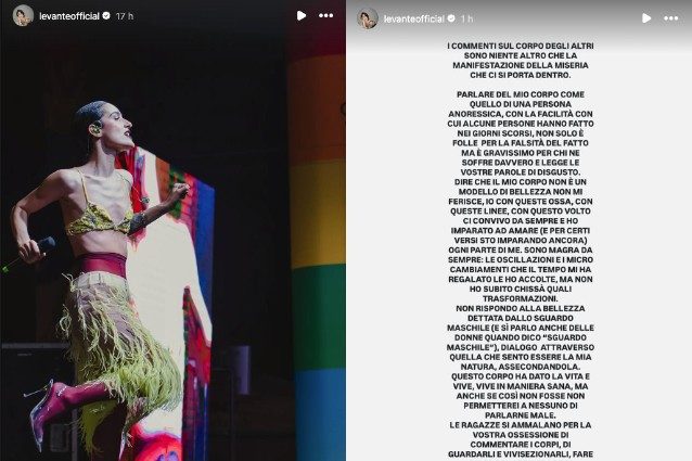Levante contro chi giudica il suo corpo: "Le ragazze si ammalano per l'ossessione di commentarli"