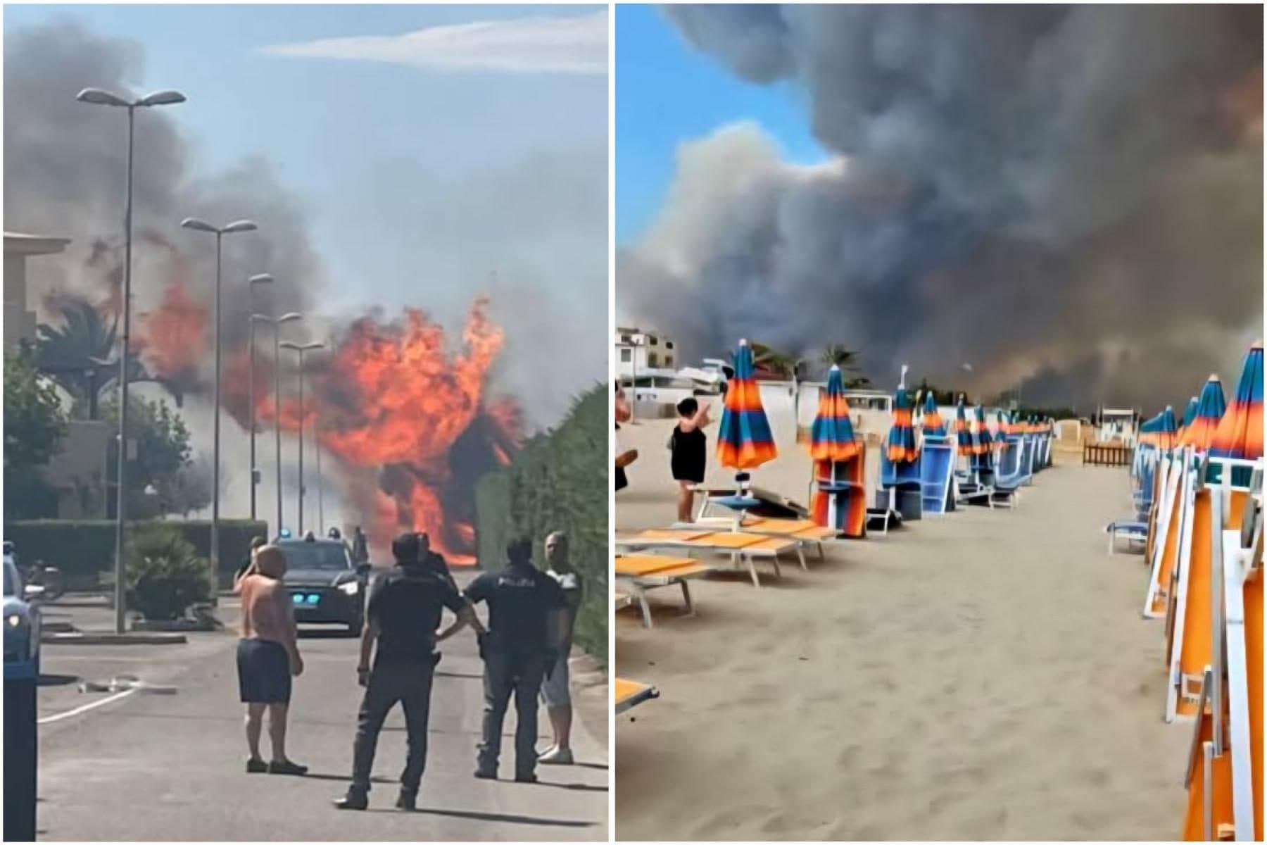 Spaventoso incendio a Metaponto: turisti e villaggi evacuati via mare, bimbo di 8 mesi intossicato
