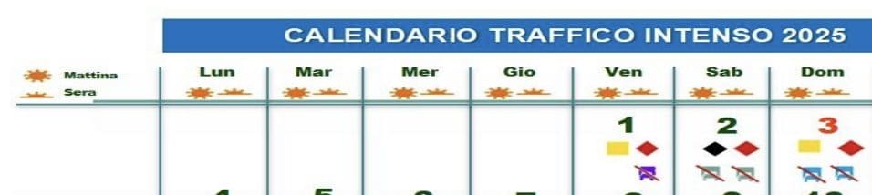 Le previsioni del traffico di Viabilità Italia.