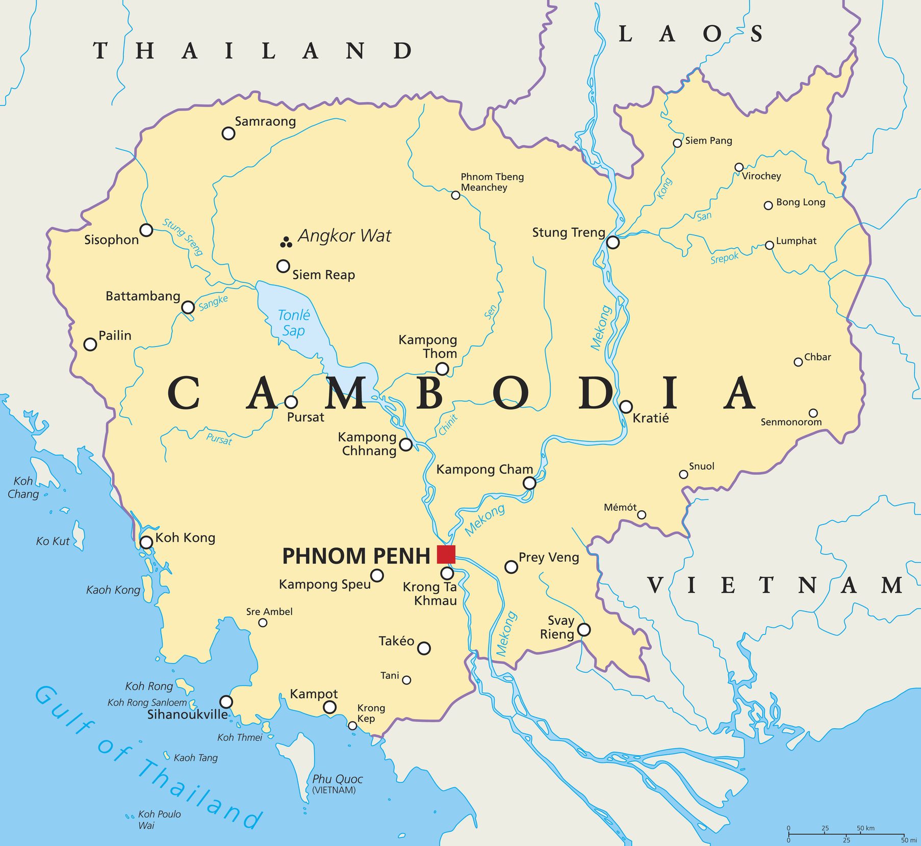 Il confine tra Cambogia e Thailandia