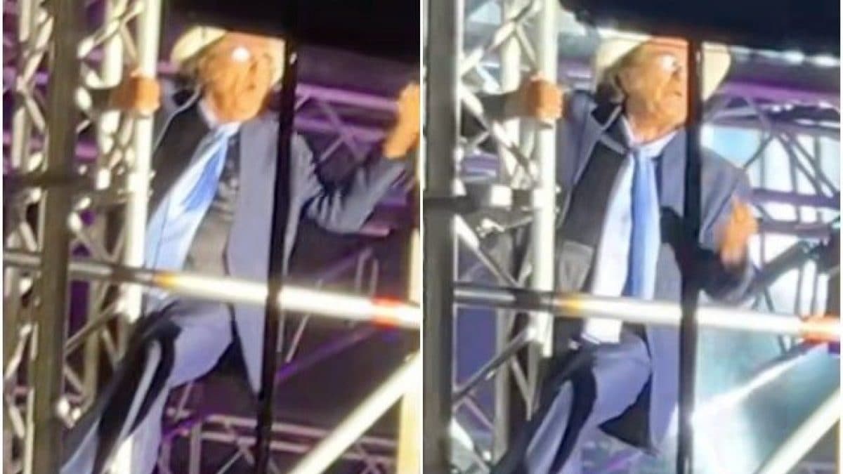 Al Bano si arrampica su un traliccio in Sicilia