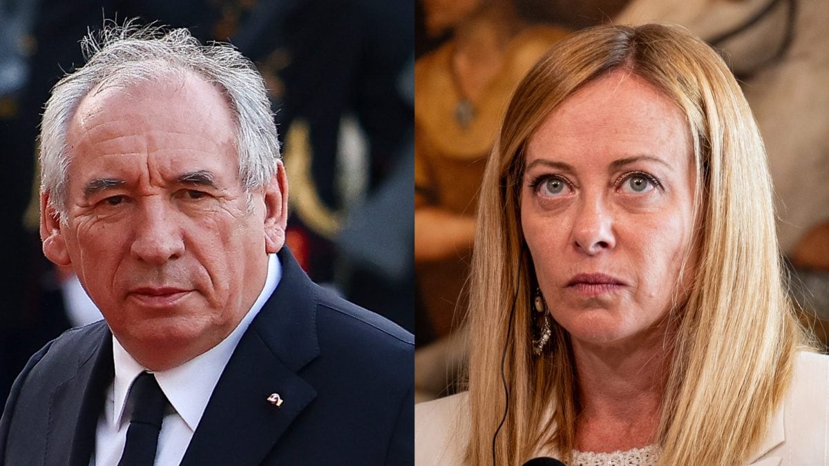 Il premier francese François Bayrou e la premier italiana Giorgia Meloni.