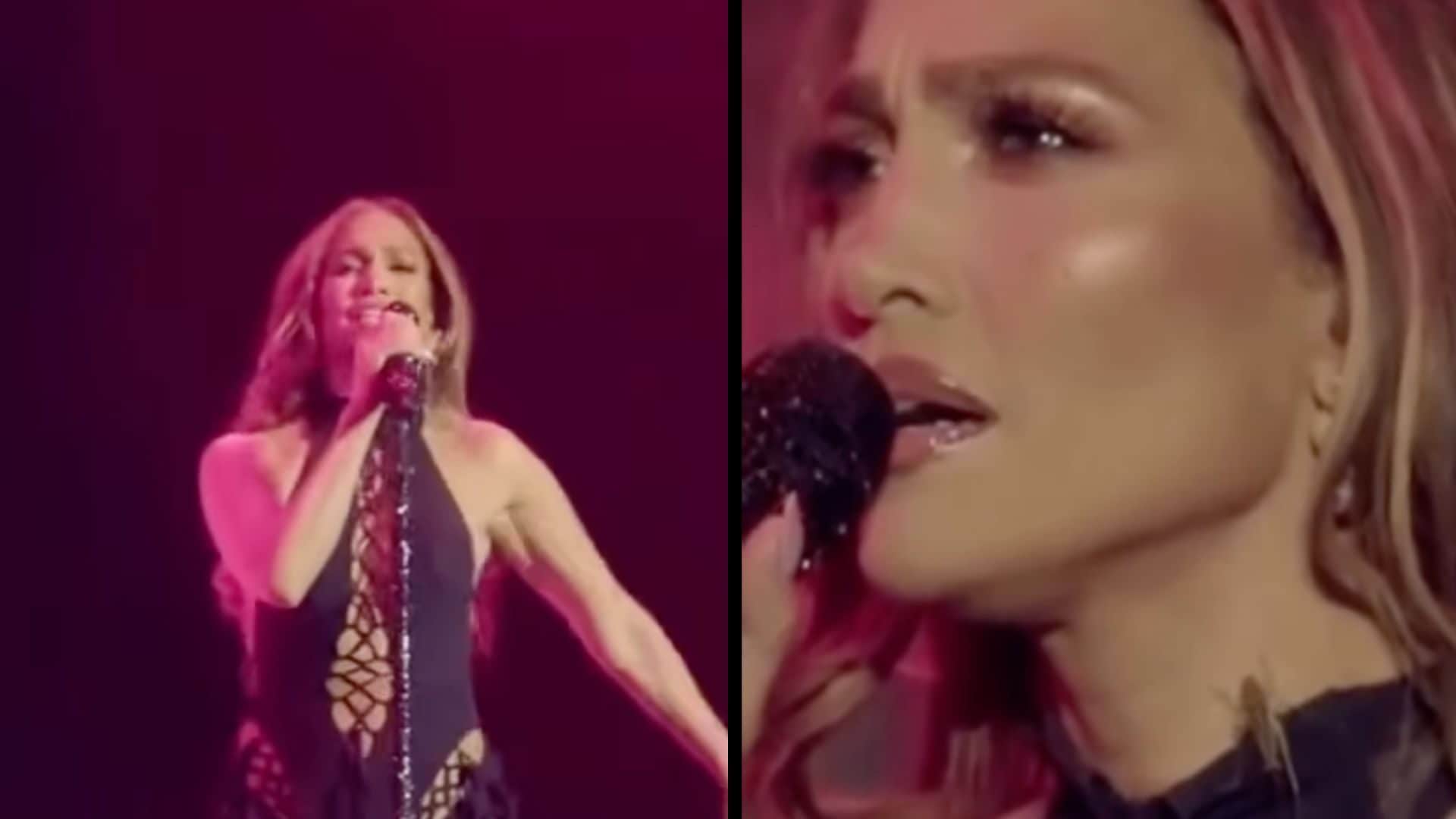Un grillo salta al collo di Jennifer Lopez in concerto, lei non si scompone e lo trasforma in show