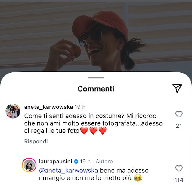 Il commento di Laura Pausini su Instagram