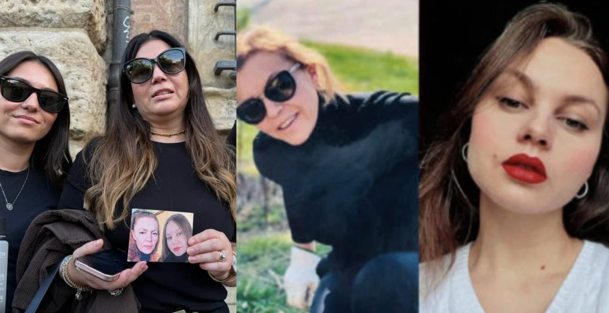 I familiari delle due vittime (a sinistra). A destra Gabriella e Renata.