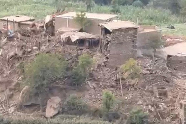 Alcune delle abitazioni distrutte dal sisma