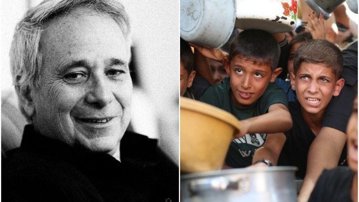 Ilan Pappé e immagini di bambini gazawi in cerca di cibo (Getty)
