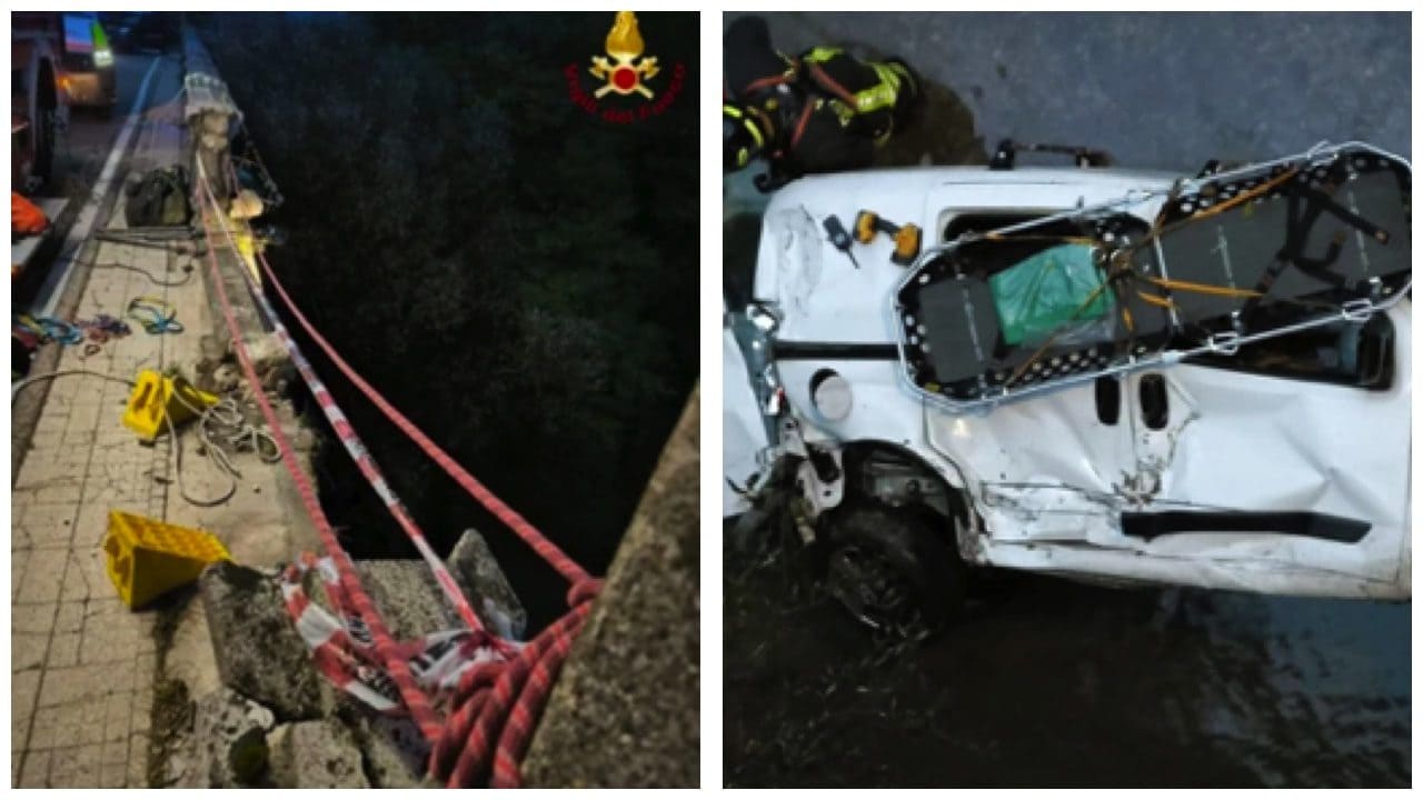 Furgone sfonda parapetto, precipita dal ponte e finisce nel torrente: conducente morto a Recoaro Terme