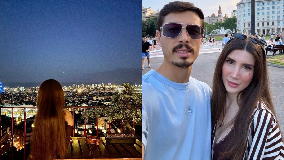 Emiddia, italiana a Barcellona, insieme al suo fidanzato.