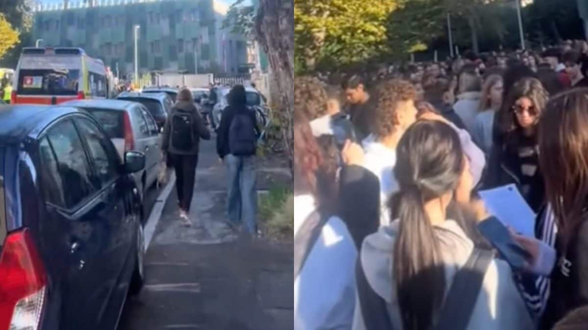 Screen da video TikTok di una studentessa del liceo evacuato a Pescara.