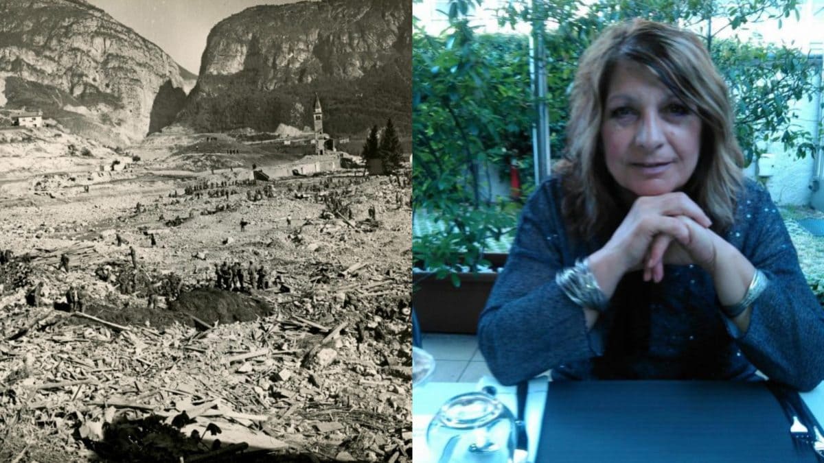 Da sinistra, una foto del disastro; Micaela Coletti, sopravvissuta.