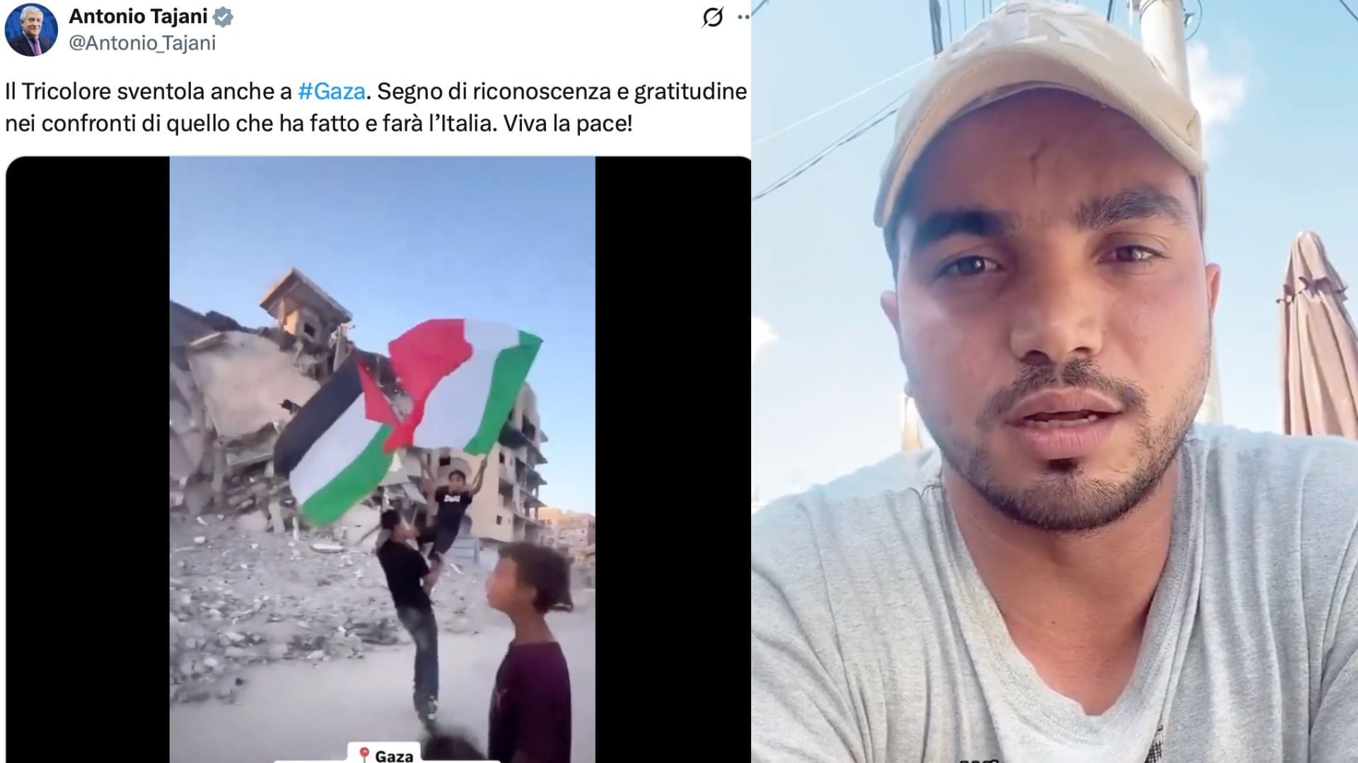 Tajani posta un video del tricolore a Gaza ma viene smentito: "Ringraziavamo gli italiani, non il governo"