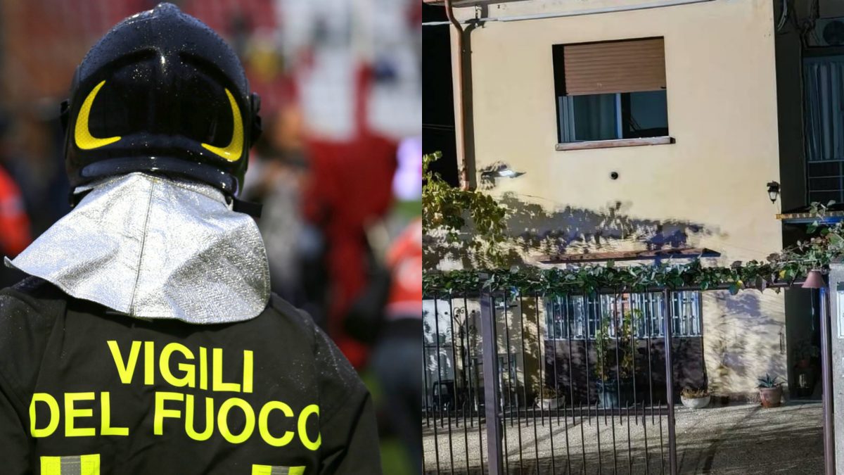 A destra, la casa dove è stata trovata morta la famiglia (foto Vigili del Fuoco).