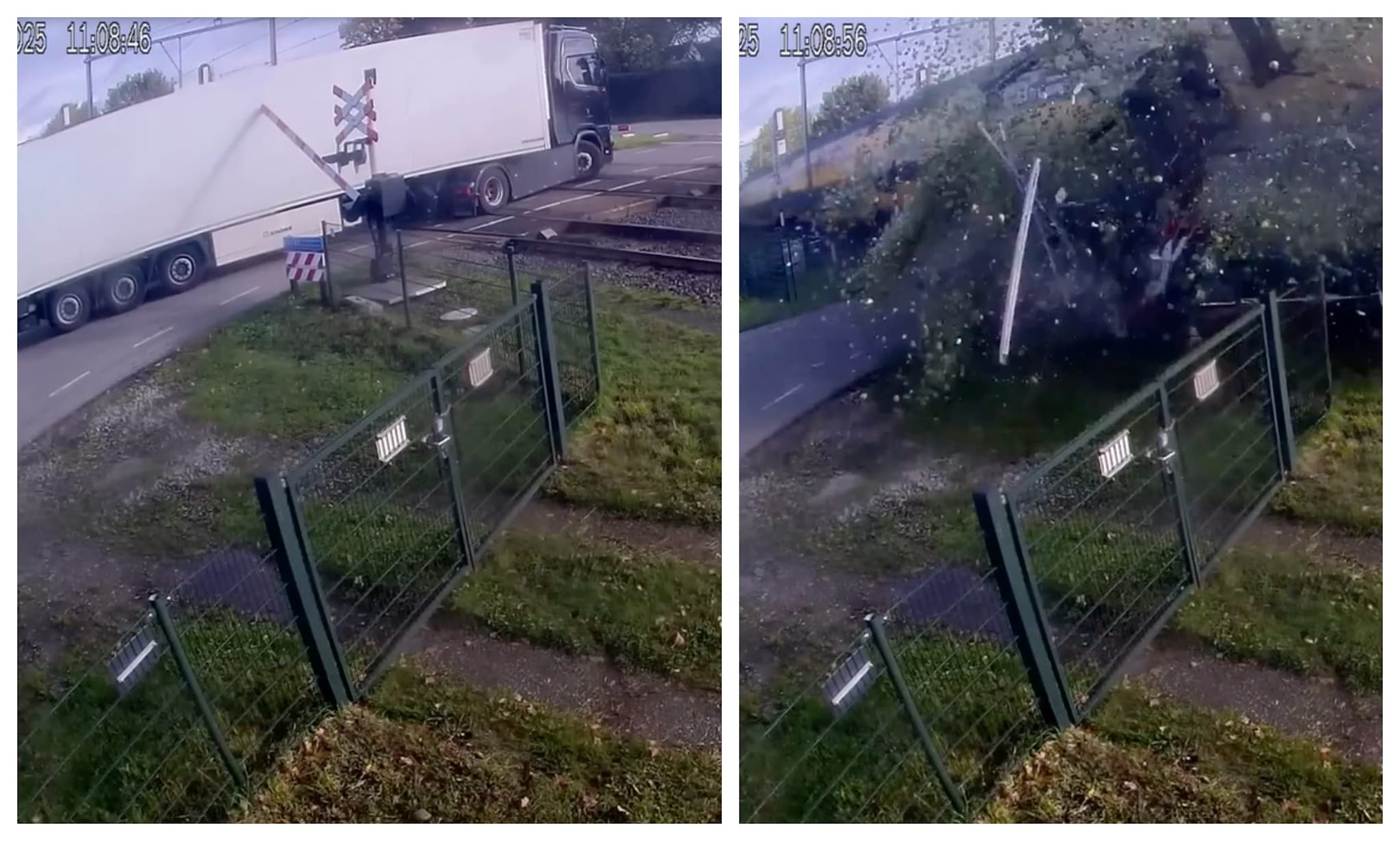 Un treno travolge camion bloccato sul passaggio a livello in Olanda: nel video il veicolo sventrato dal vagone
