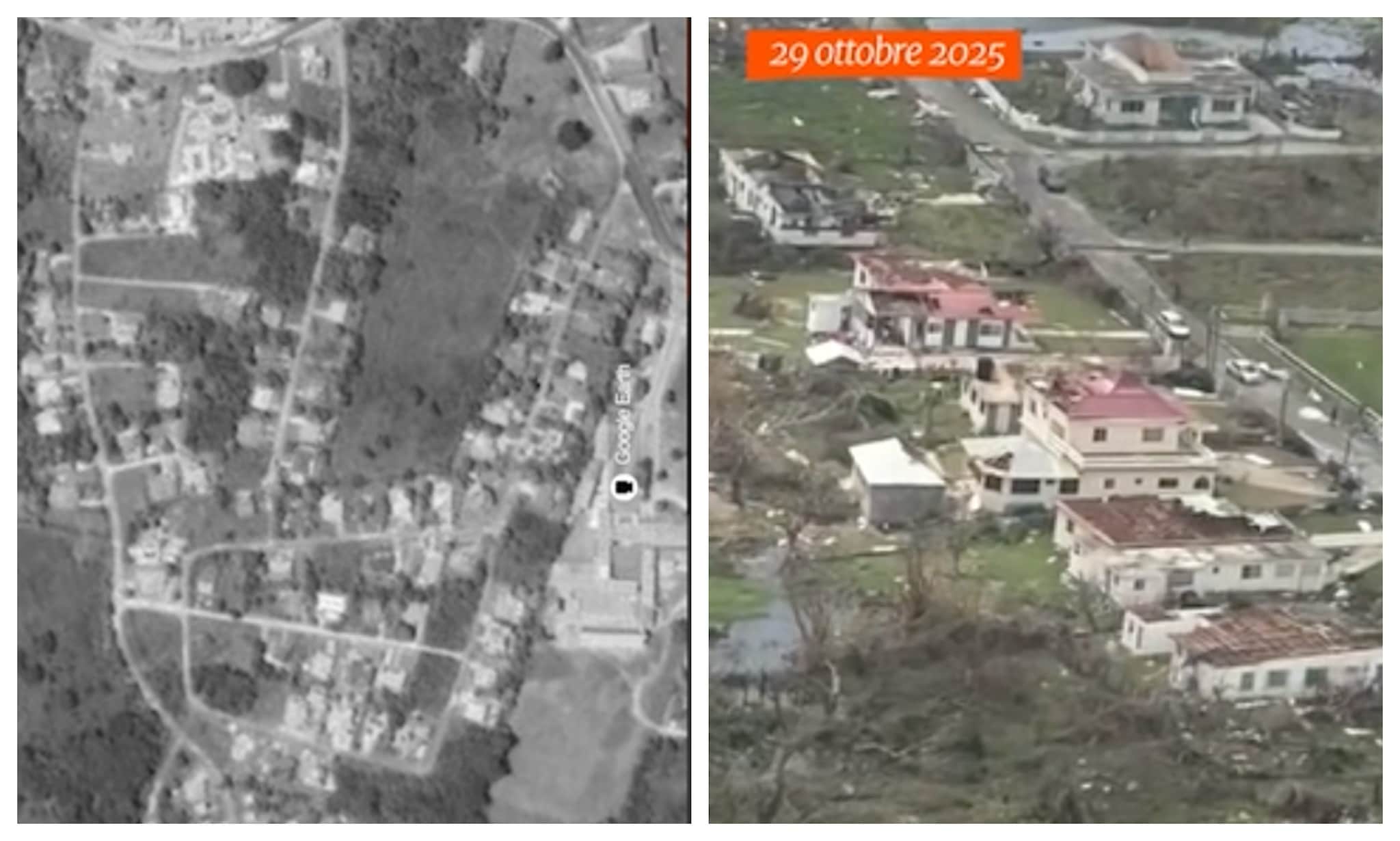 Uragano Melissa, nei video dei droni le immagini prima e dopo il passaggio della tempesta